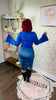 Wild Elegance: Women's Blue Top and Animal Print Skirt Set