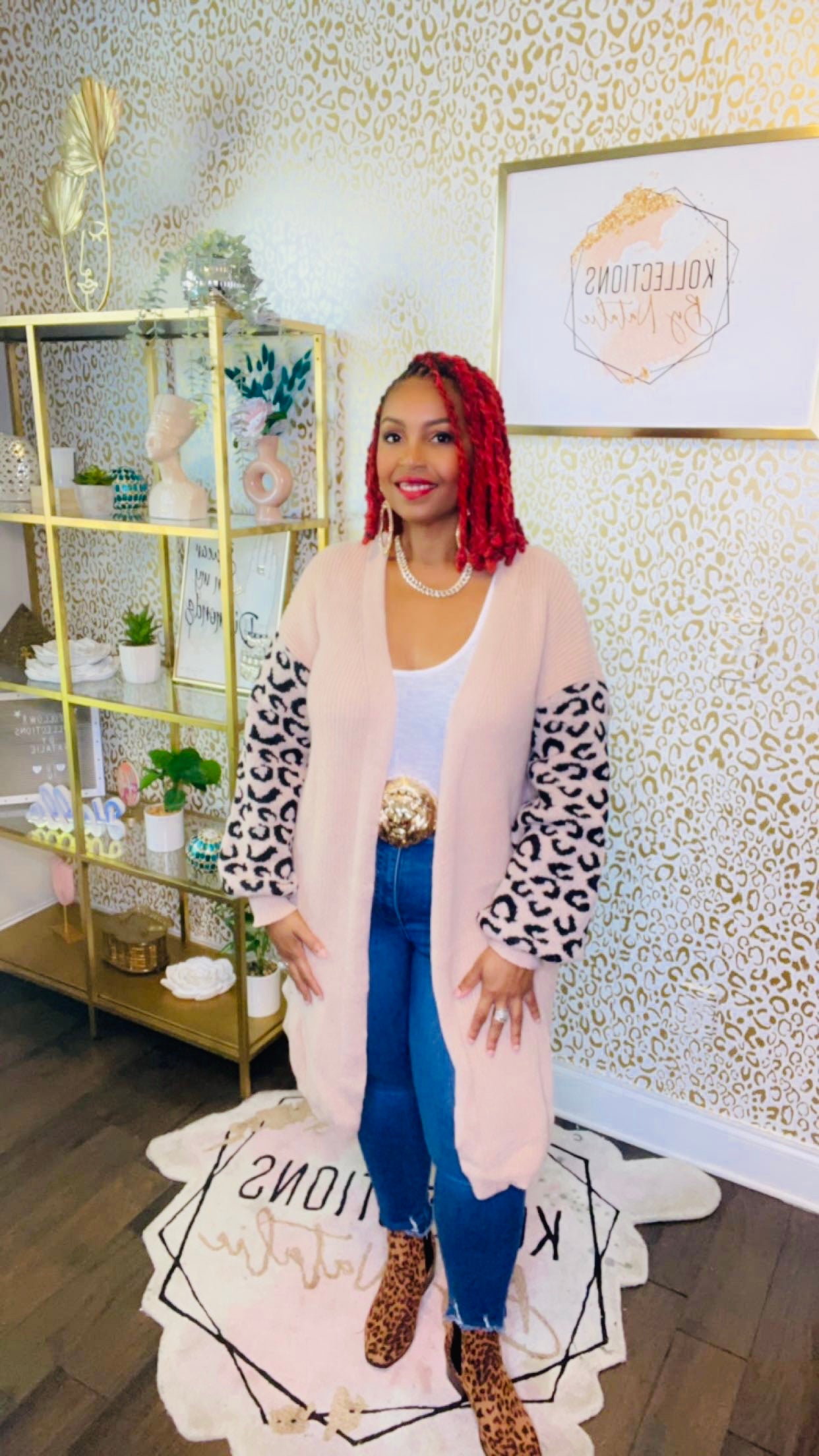 Safari Chic Animal Print Knit Cardigan