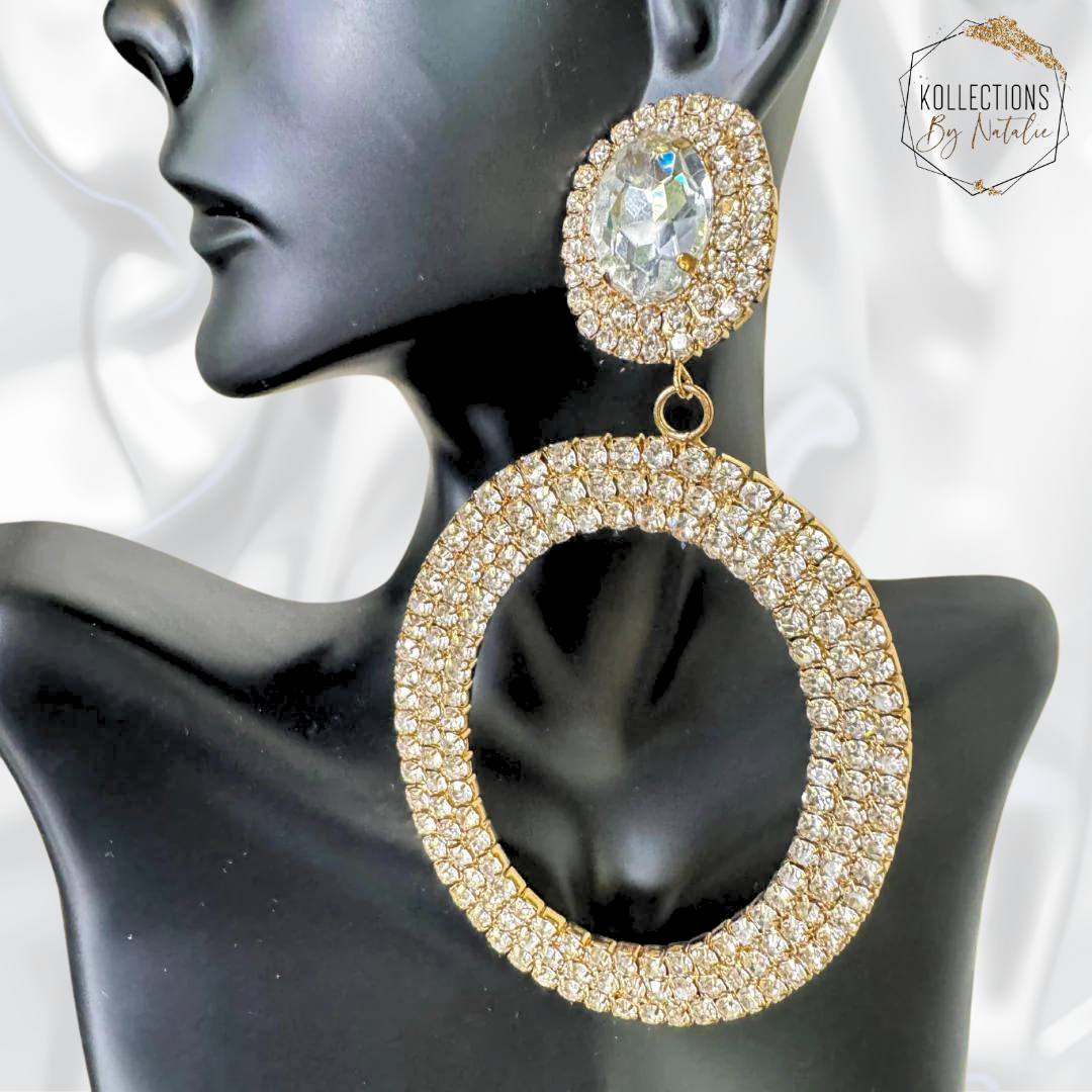 Luxury Rhinestone Big Circle Earrings