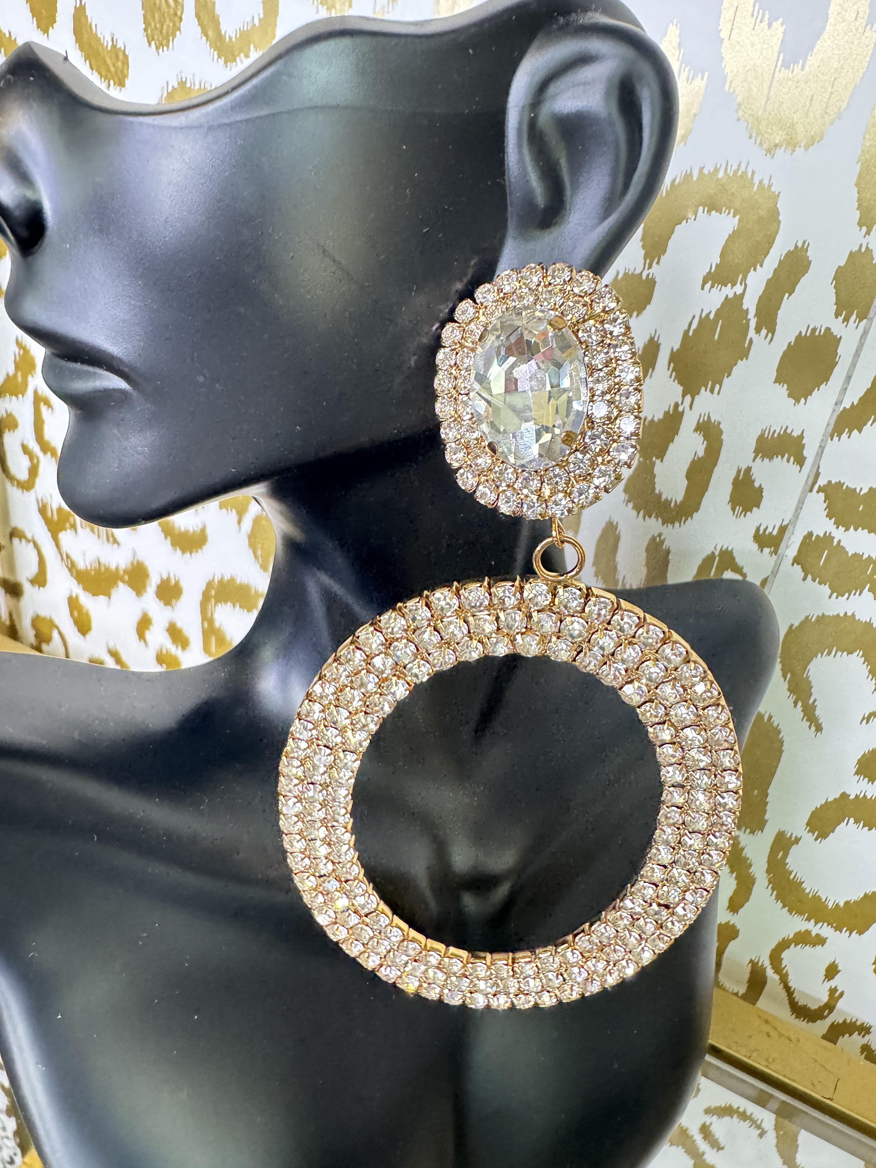 Luxury Rhinestone Big Circle Earrings