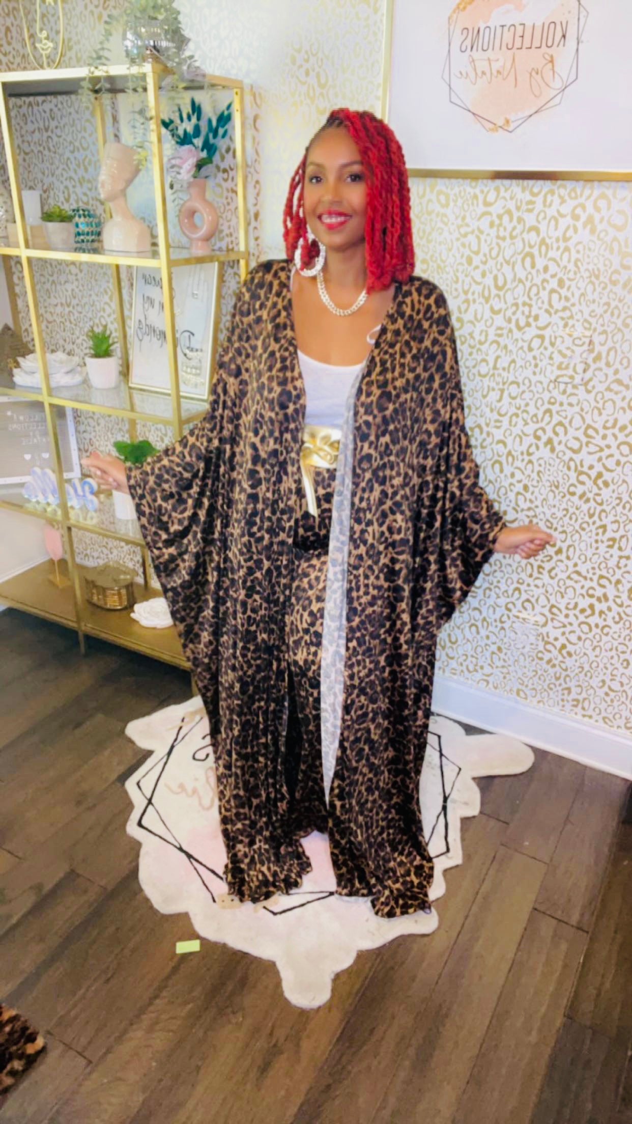 Wild Feline Kimono and Palazzo Pants Ensemble