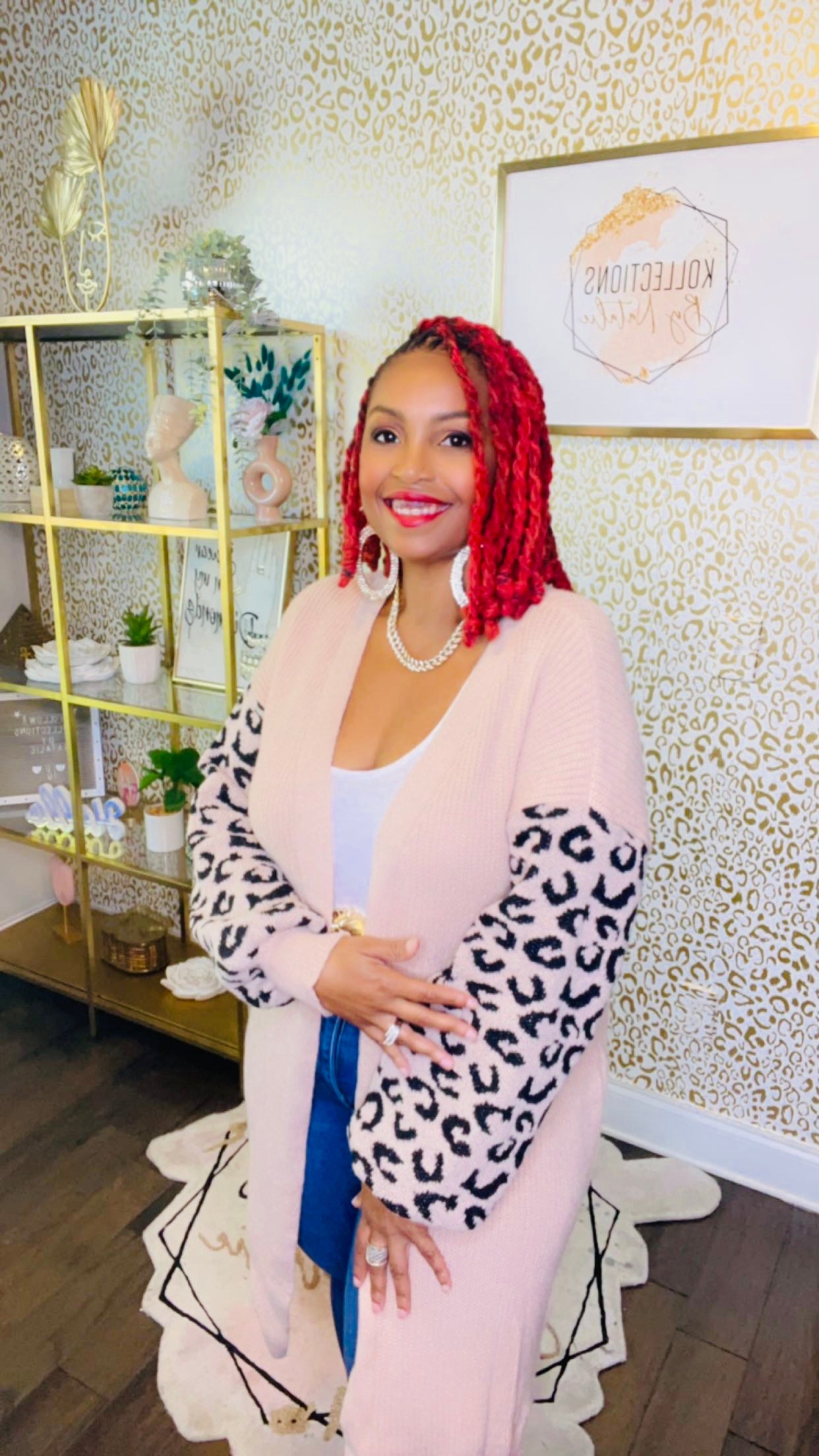 Safari Chic Animal Print Knit Cardigan
