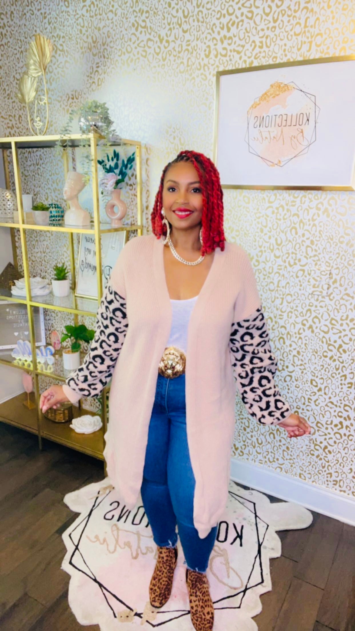 Safari Chic Animal Print Knit Cardigan