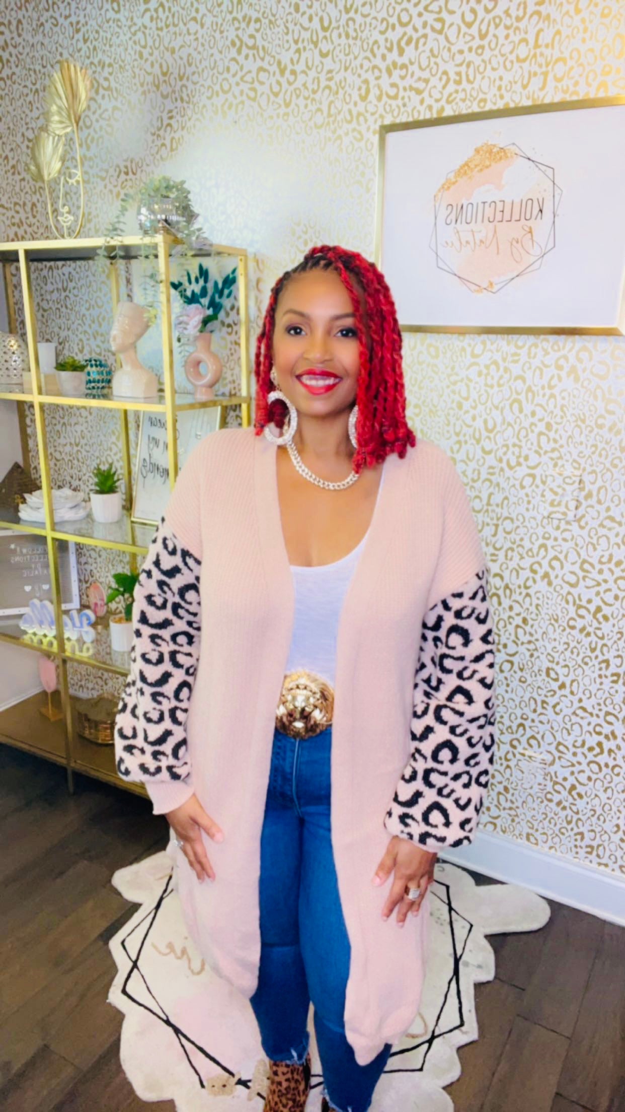 Safari Chic Animal Print Knit Cardigan
