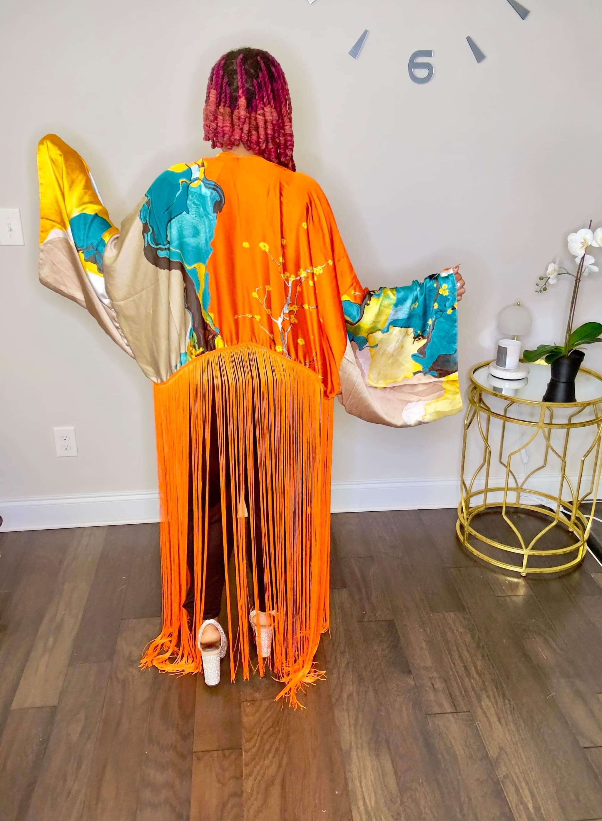 Sun-kissed Orange Fringe Kimono