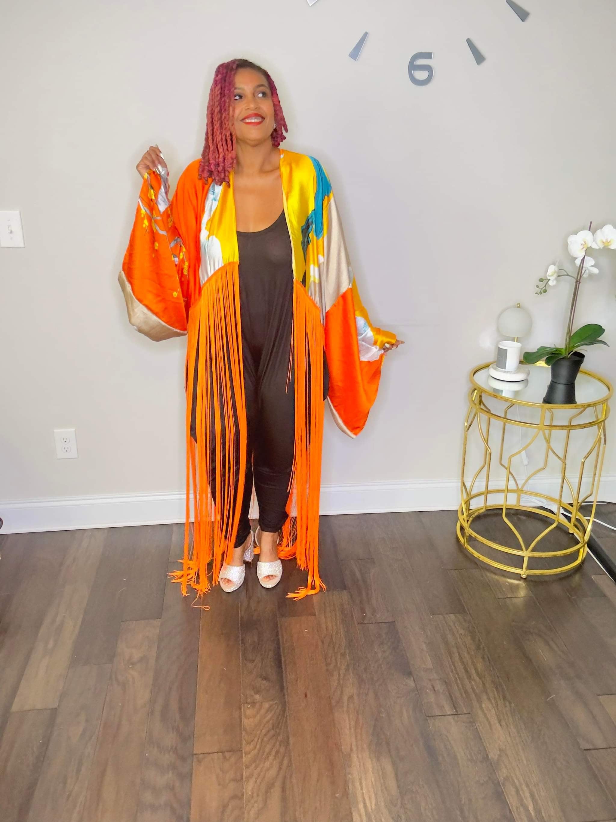 Sun-kissed Orange Fringe Kimono