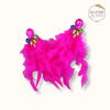 Fanciful Feather Drop Earrings-Pink