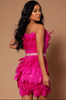Magenta Flair Feather Mini Dress