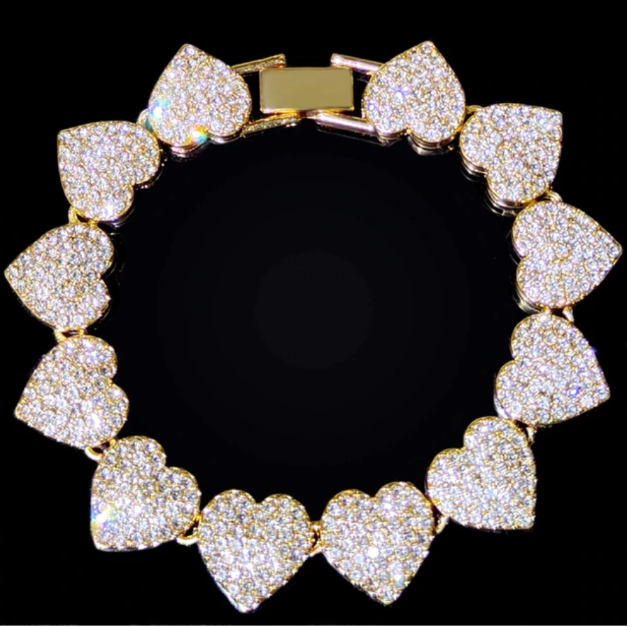 Radiant Heart-Shaped Rhinestone Bracelet